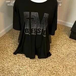 Black polyester/ spandex blouse